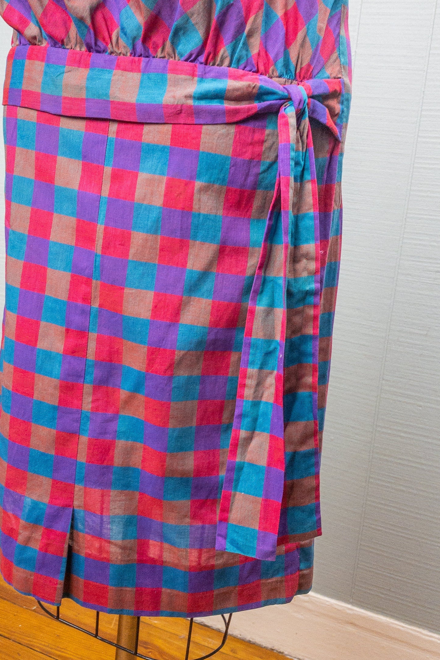 60's Plaid Purple Pink Blue Dress | XXS/XS
