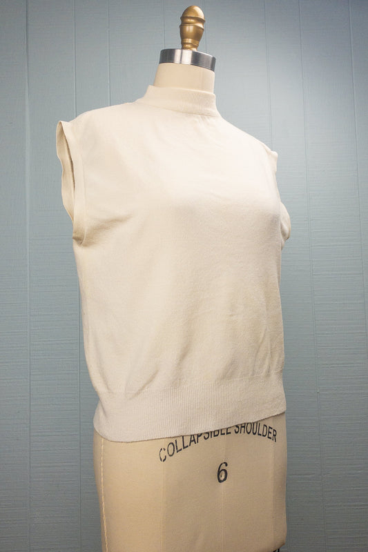 60's Cream Sleeveless Mockneck | M/L