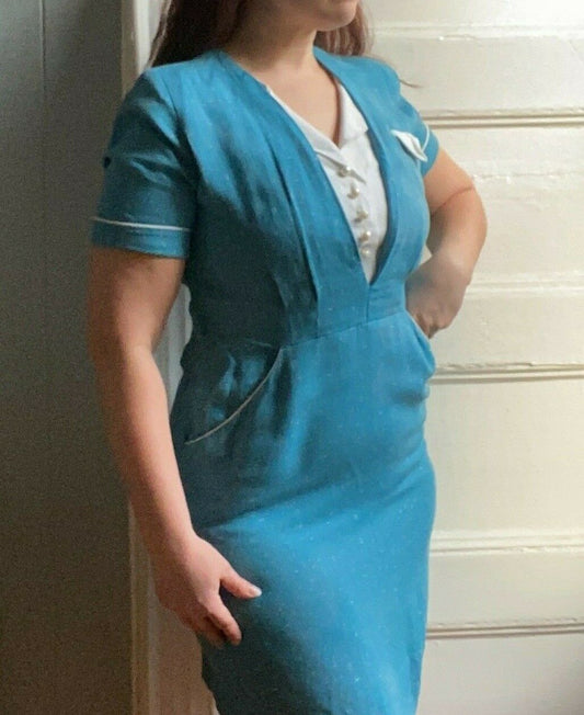 80s 90s Teal Sweetheart Dress | S/M
