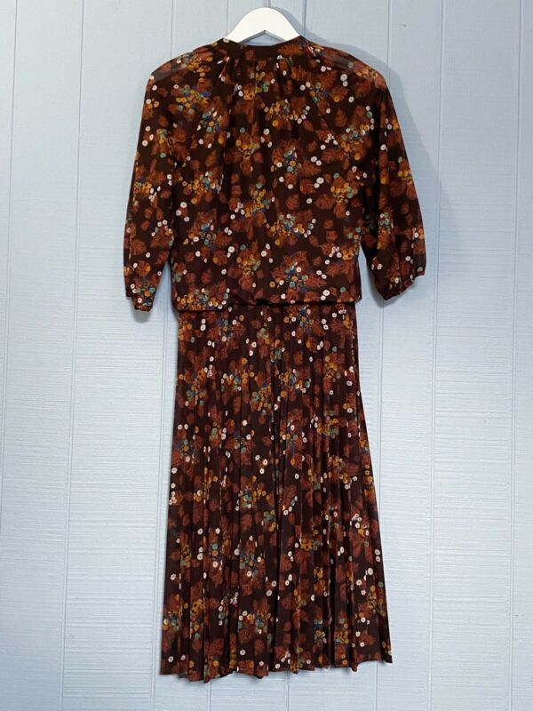 70s 80s Autumn Leaves Dress | S/M