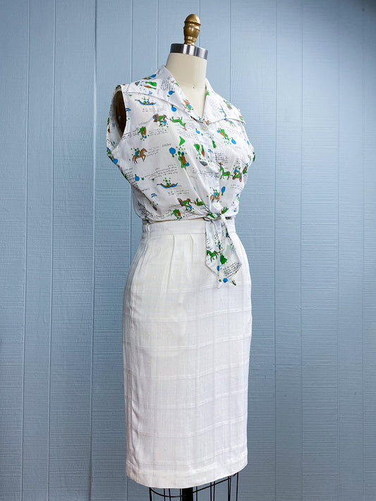 80s 90s Cream Texture Skirt | XS/S