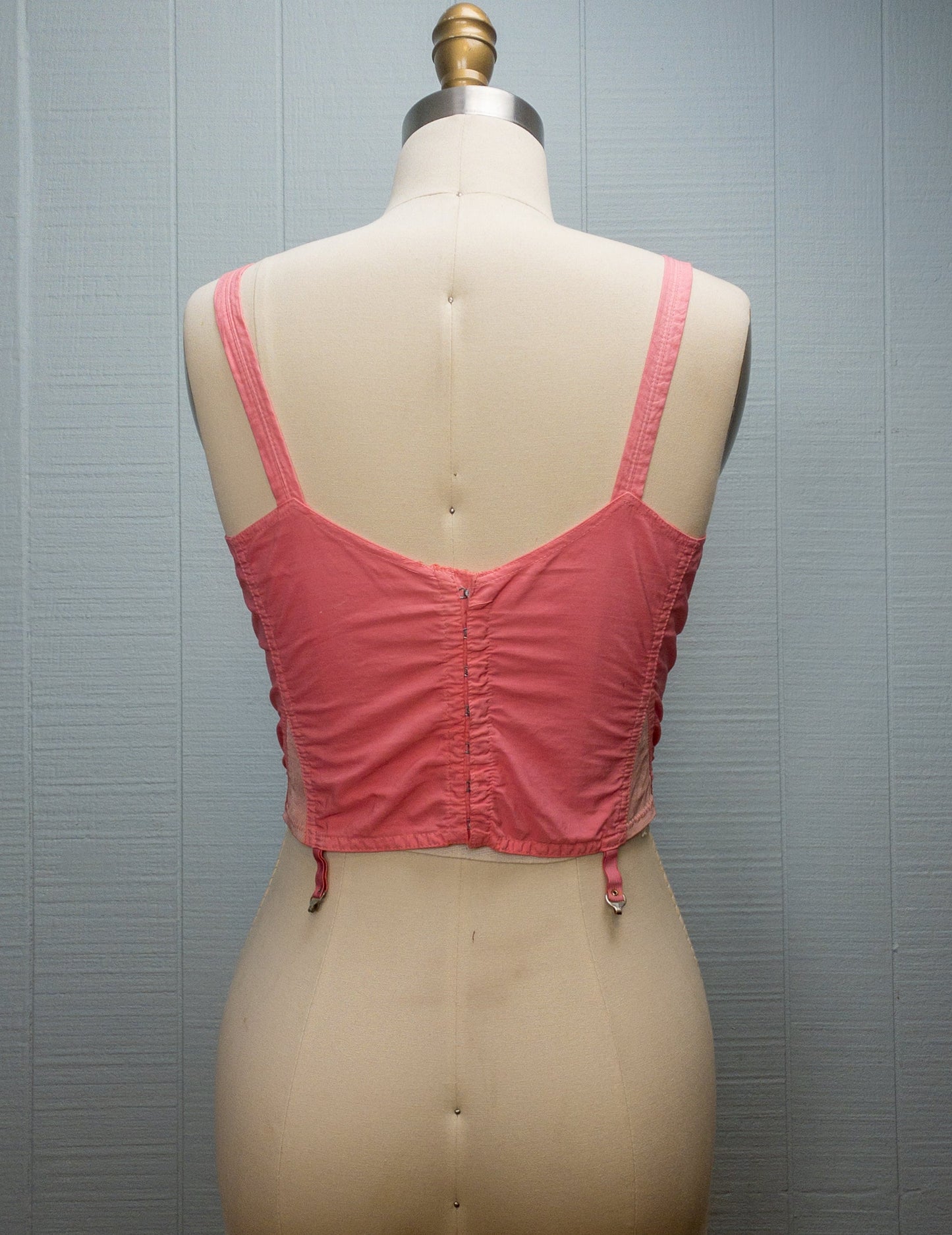 50's 60's Barbie Pink Long Line Bustier Bullet Bra