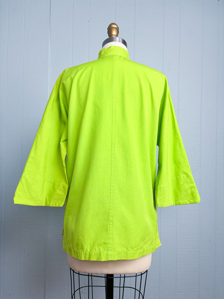 60's Neon Lime Green Cheongsam Mao Collar Jacket
