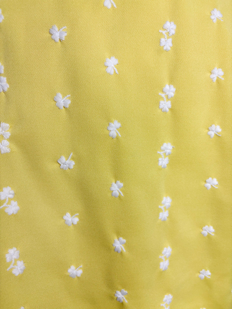 70's Sunshine Yellow Shirt & Pant Set Clover Embroidery