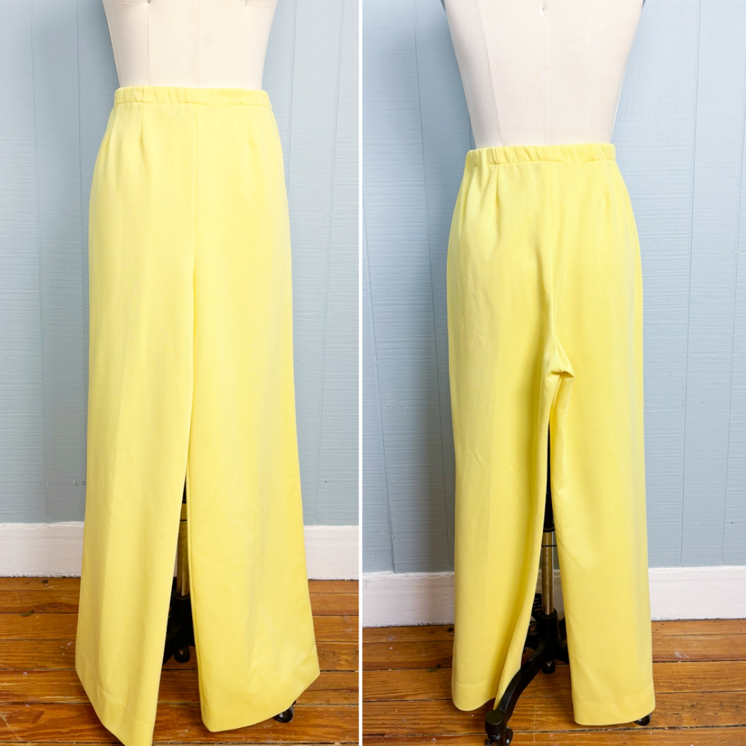 70's Sunshine Yellow Shirt & Pant Set Clover Embroidery