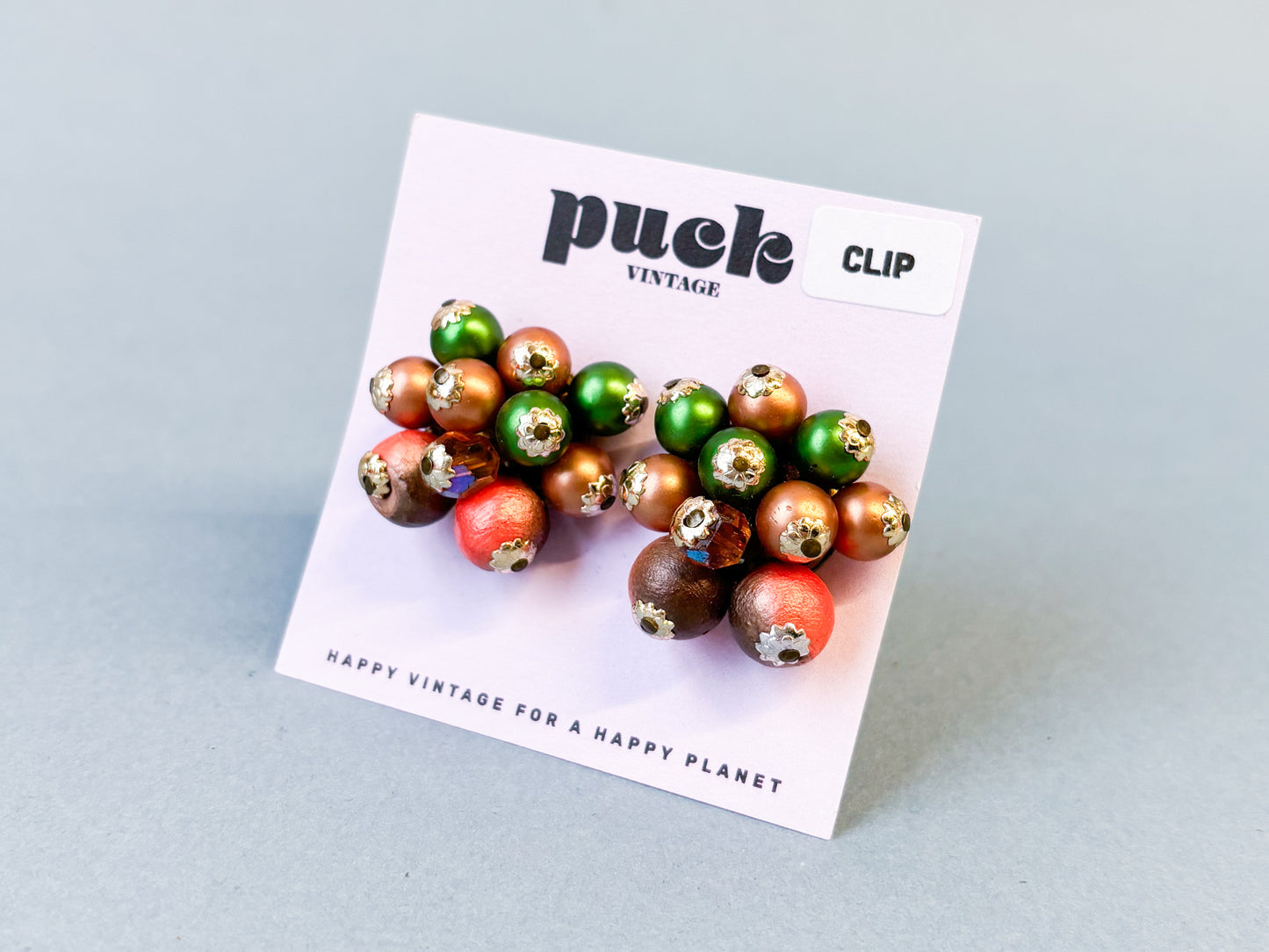 60's Christmas Bauble Clip on Earrings