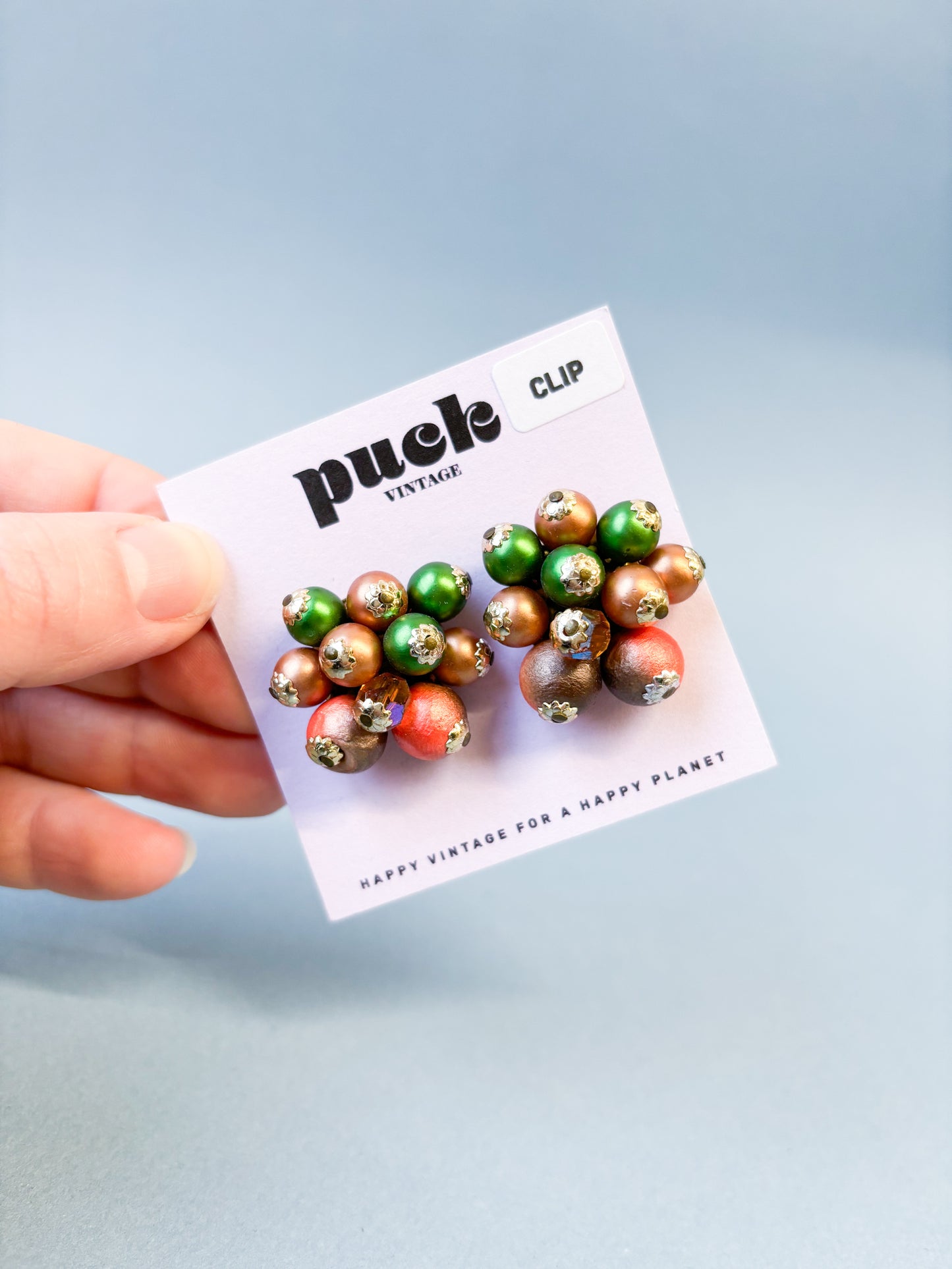 60's Christmas Bauble Clip on Earrings