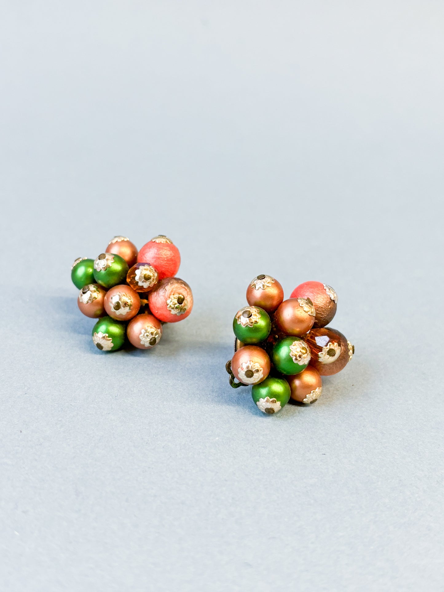 60's Christmas Bauble Clip on Earrings