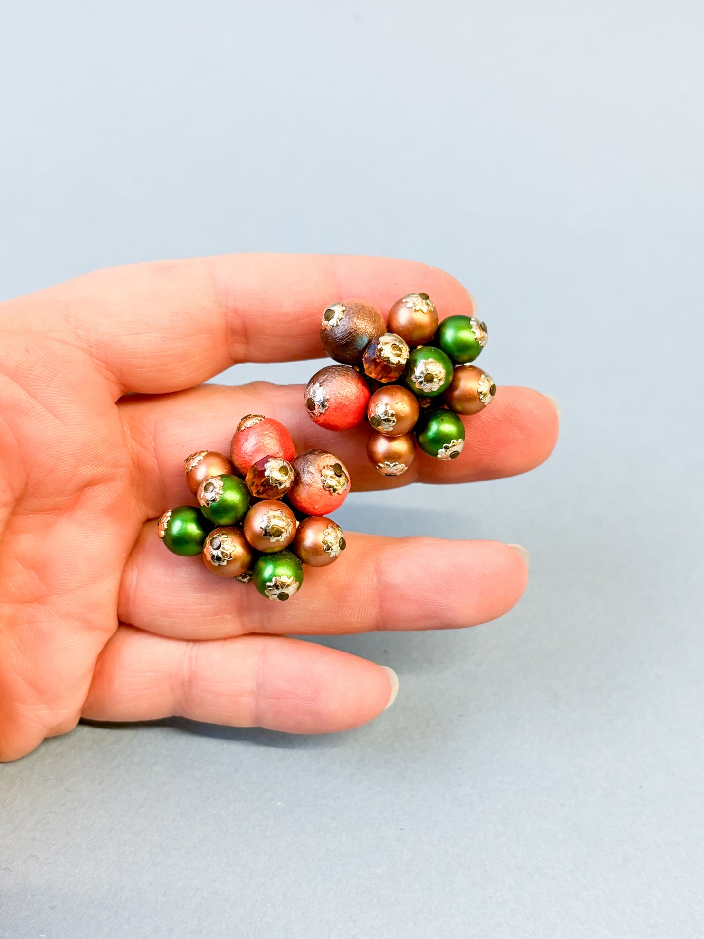 60's Christmas Bauble Clip on Earrings
