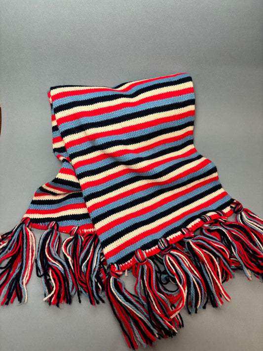 70's Red White & Blue Stripe Knit Winter Scarf