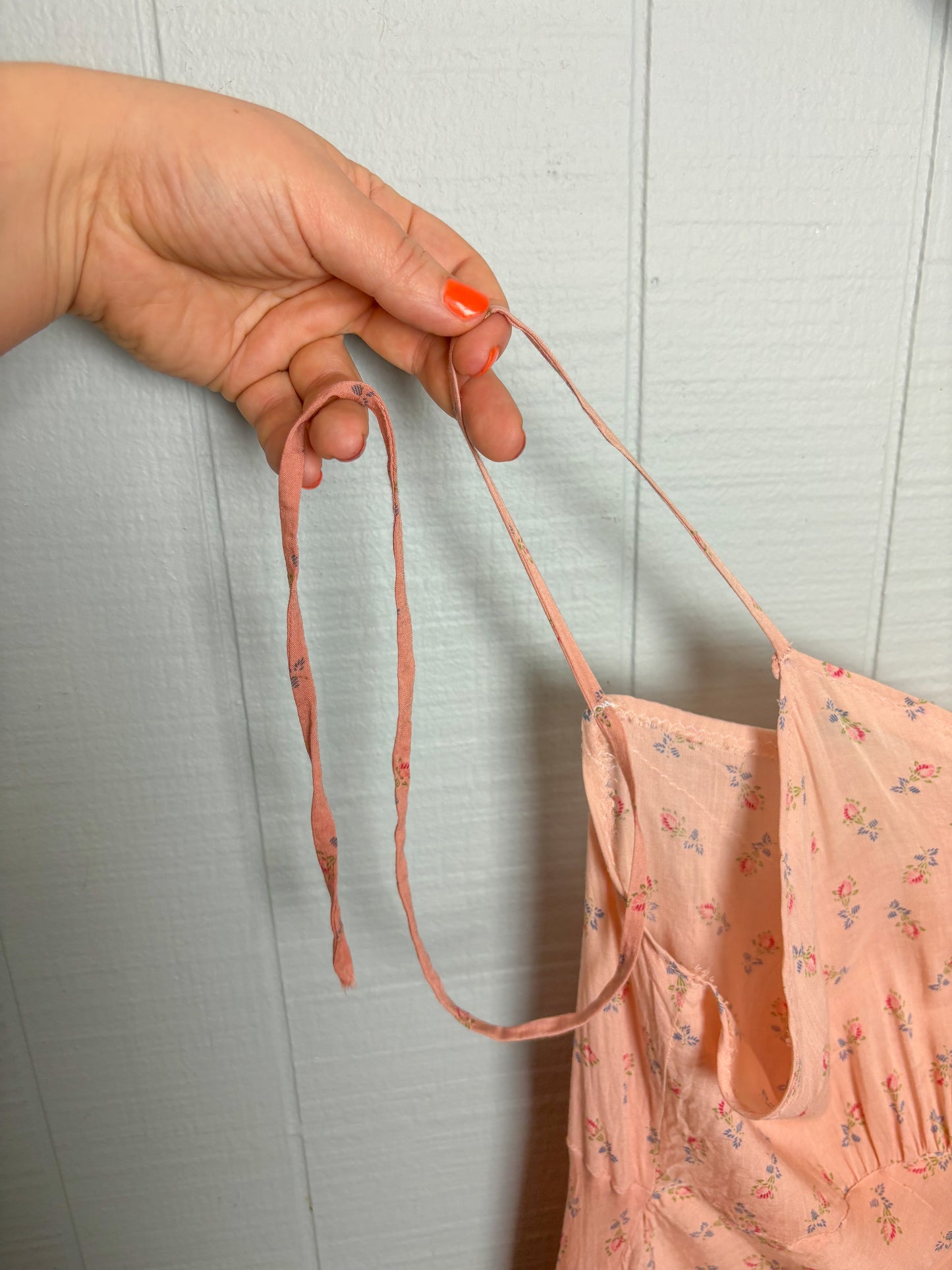 Vintage Dusty Pink Overdyed Bias Floral Slip Dress Nightie