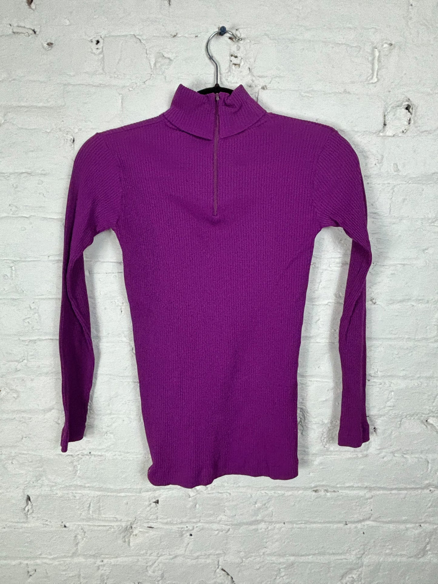 60's 70's Fuchsia Purple Ribbed Turtleneck | XS/S