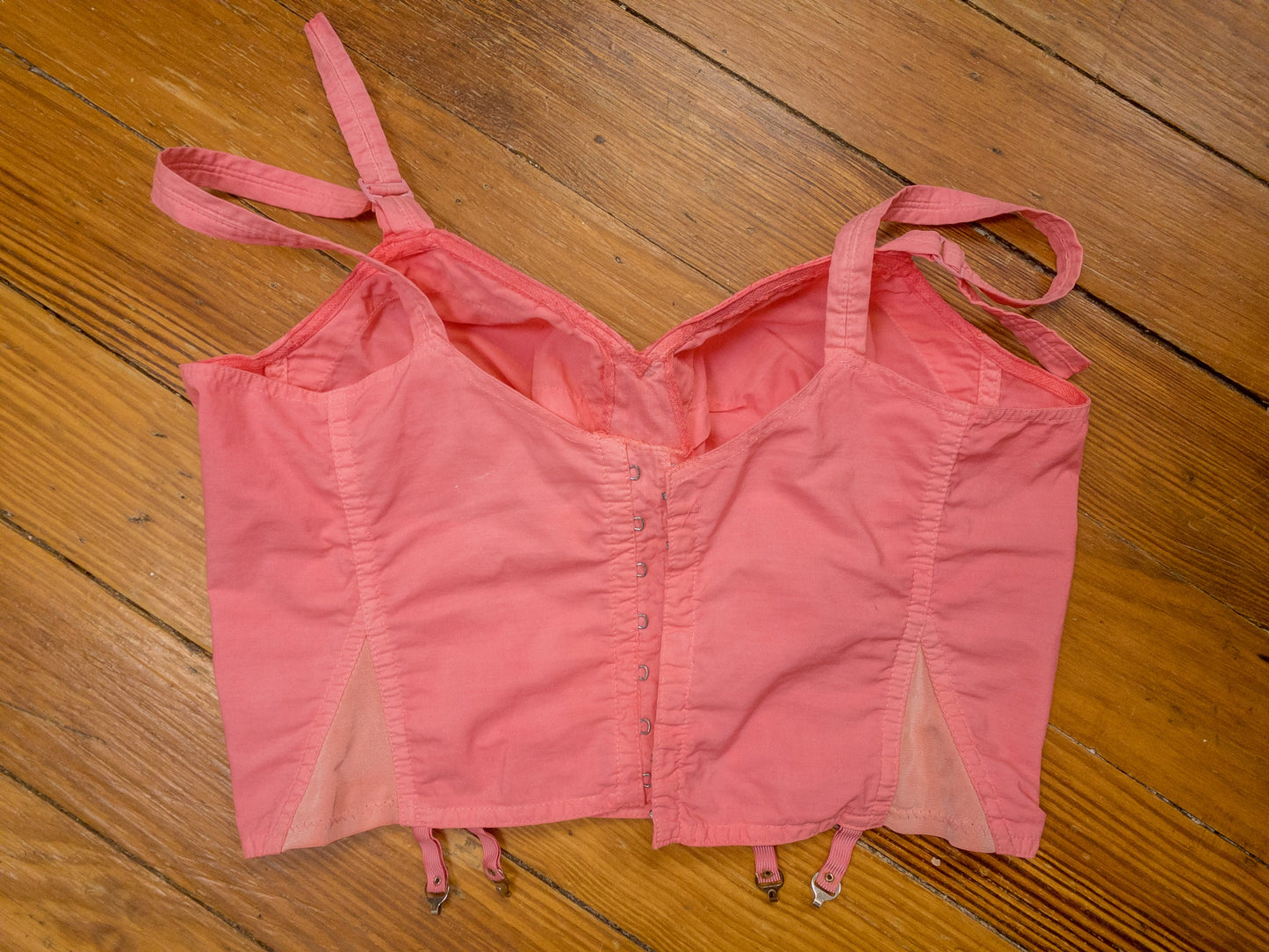 50's 60's Barbie Pink Long Line Bustier Bullet Bra