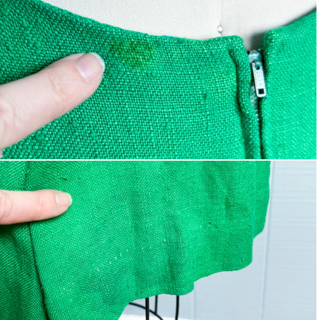 60's Kelly Green Linen Mod Shift Dress