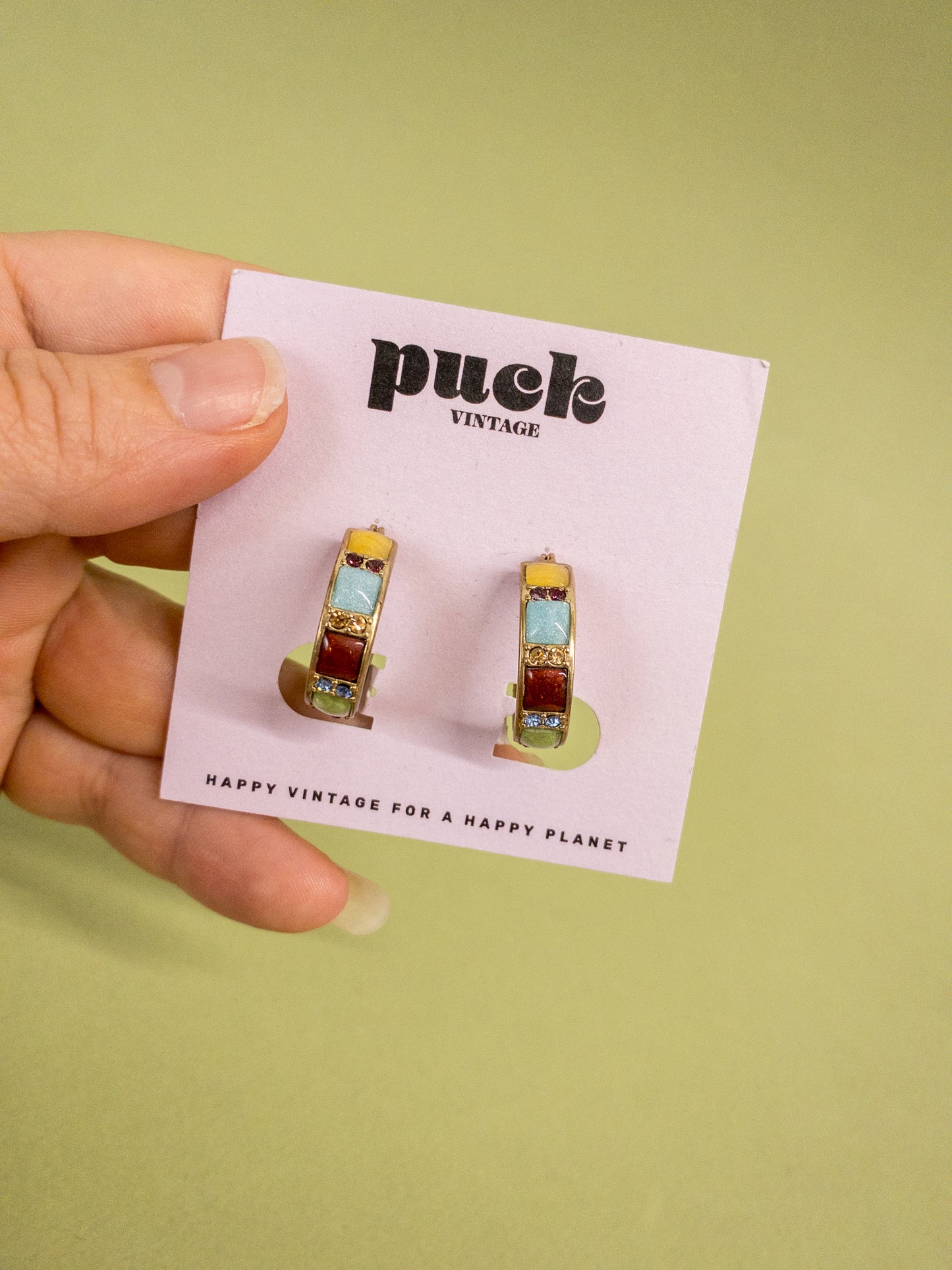 90's Y2K Jewel Tone Enamel & Rhinestone Hoop Earrings