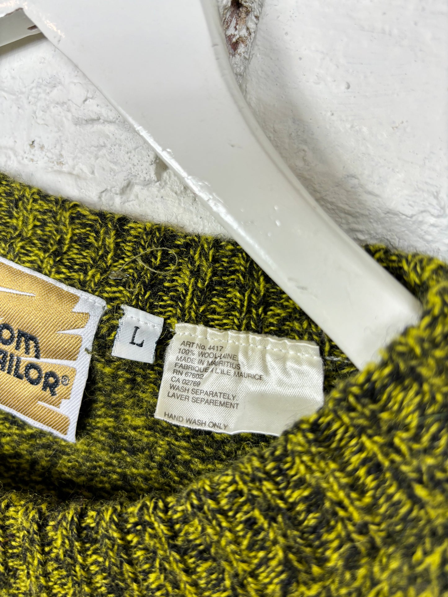 80's 90's Chartreuse Lime Chunky Wool Sweater