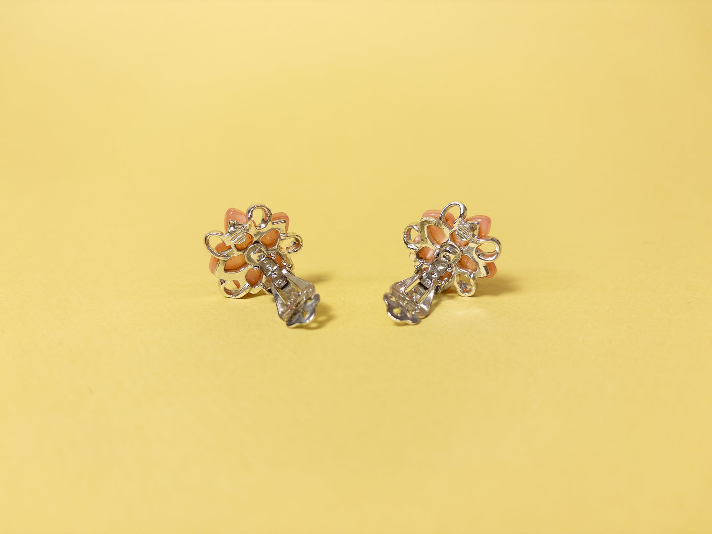 Vintage Pink Starflower Clip On Earrings