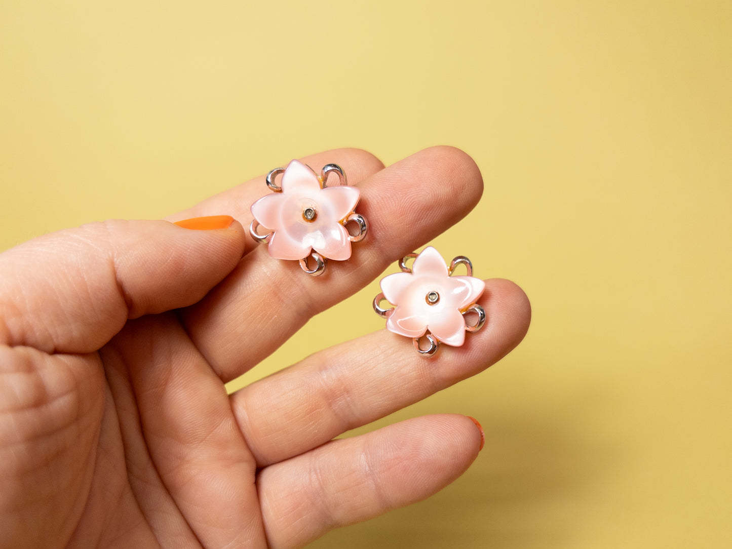 Vintage Pink Starflower Clip On Earrings