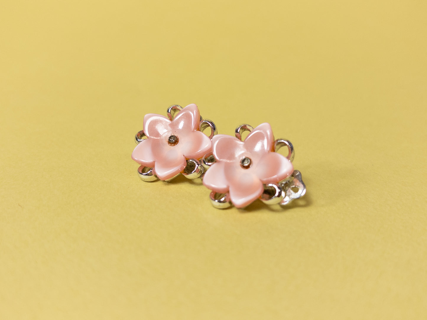 Vintage Pink Starflower Clip On Earrings