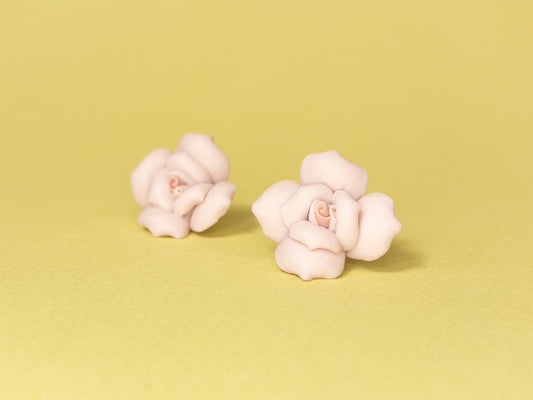 Vintage Ballet Pink 3D Rose Earrings