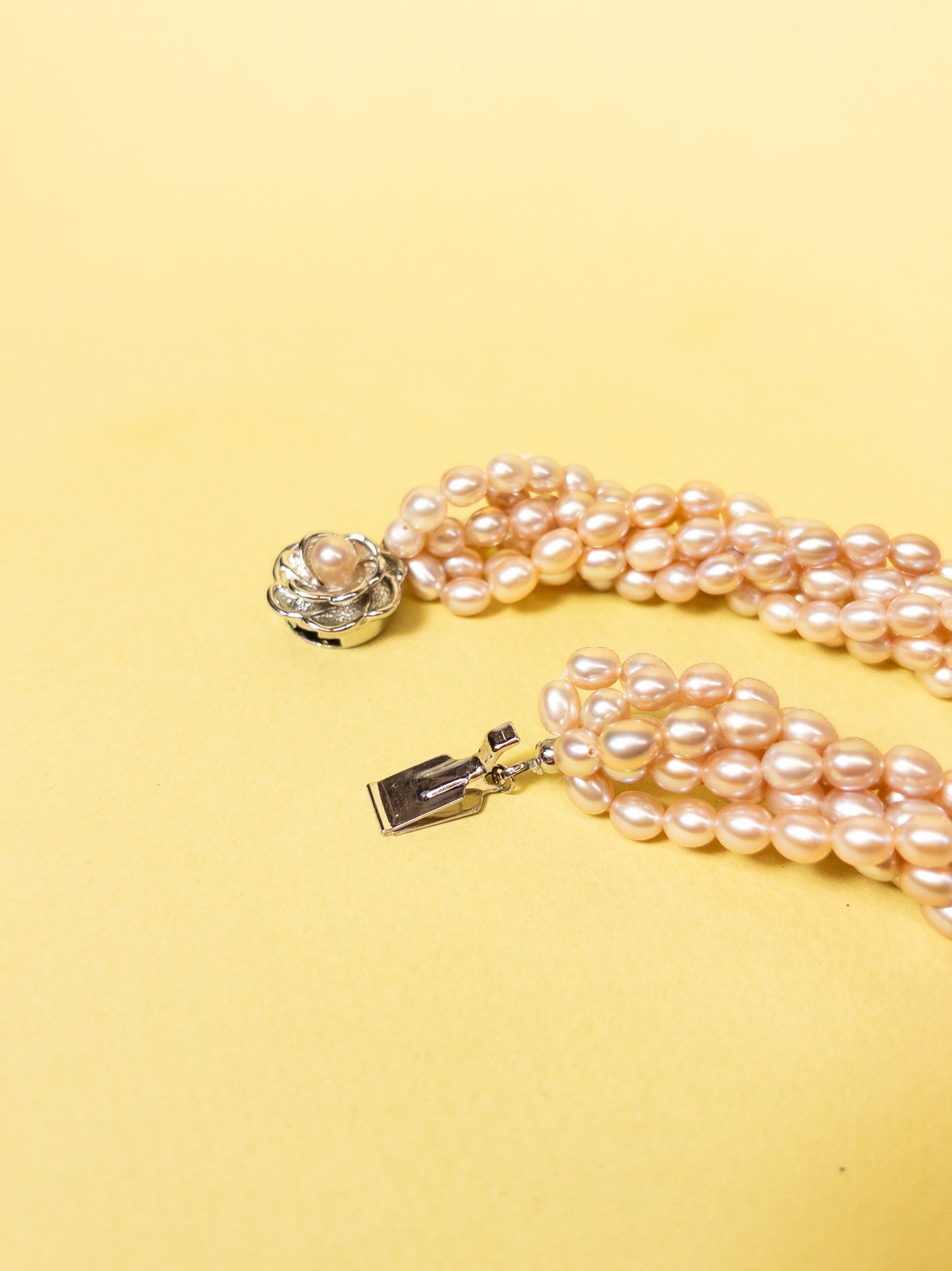 80's 90's Pink Pearl 6 Strand Rope Necklace