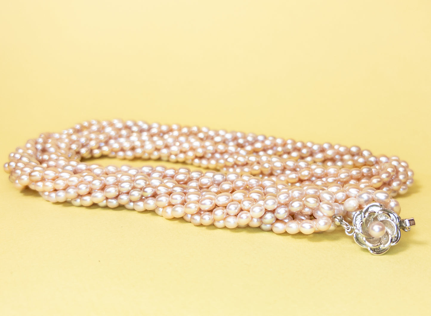 80's 90's Pink Pearl 6 Strand Rope Necklace