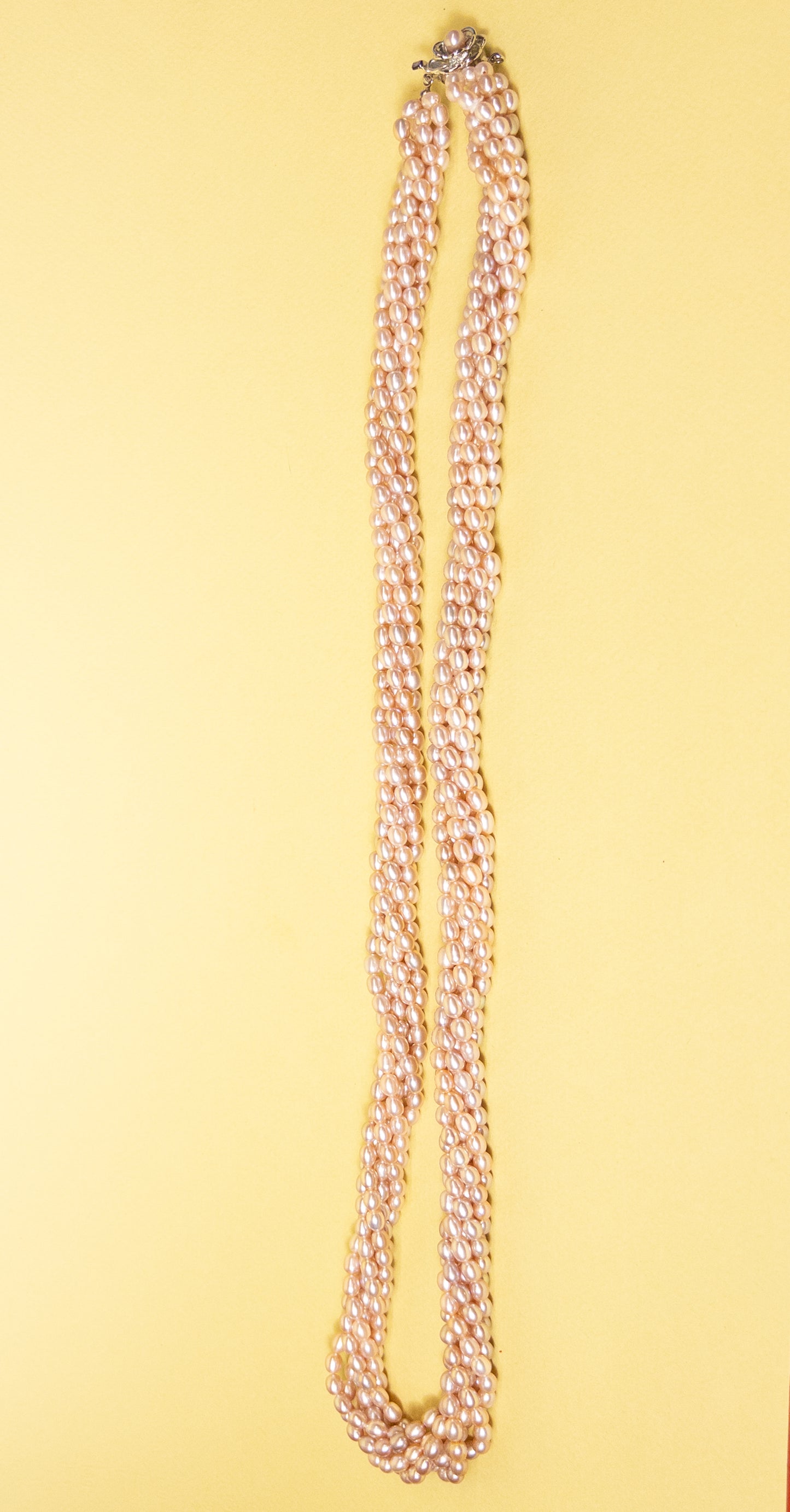 80's 90's Pink Pearl 6 Strand Rope Necklace