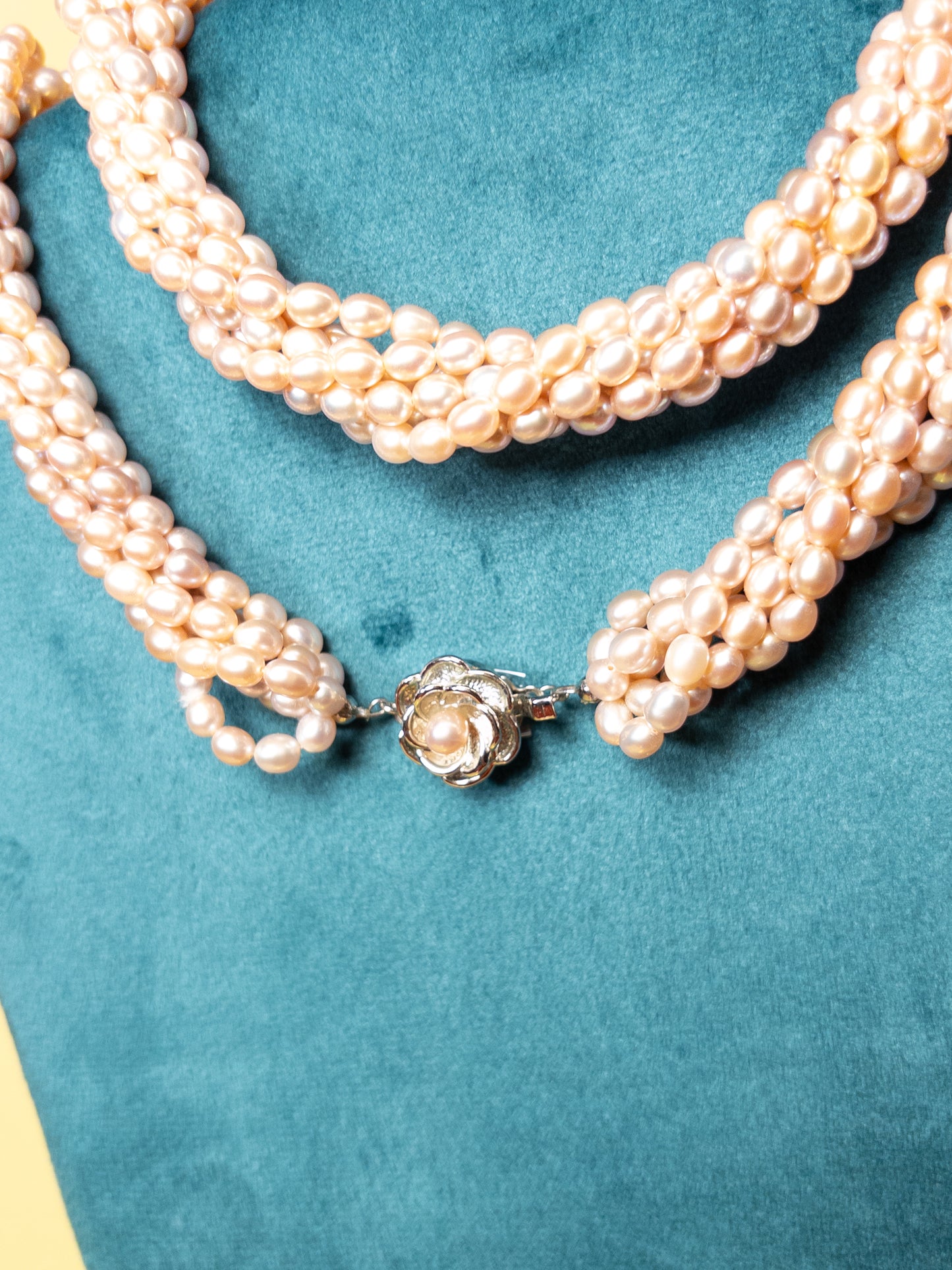 80's 90's Pink Pearl 6 Strand Rope Necklace