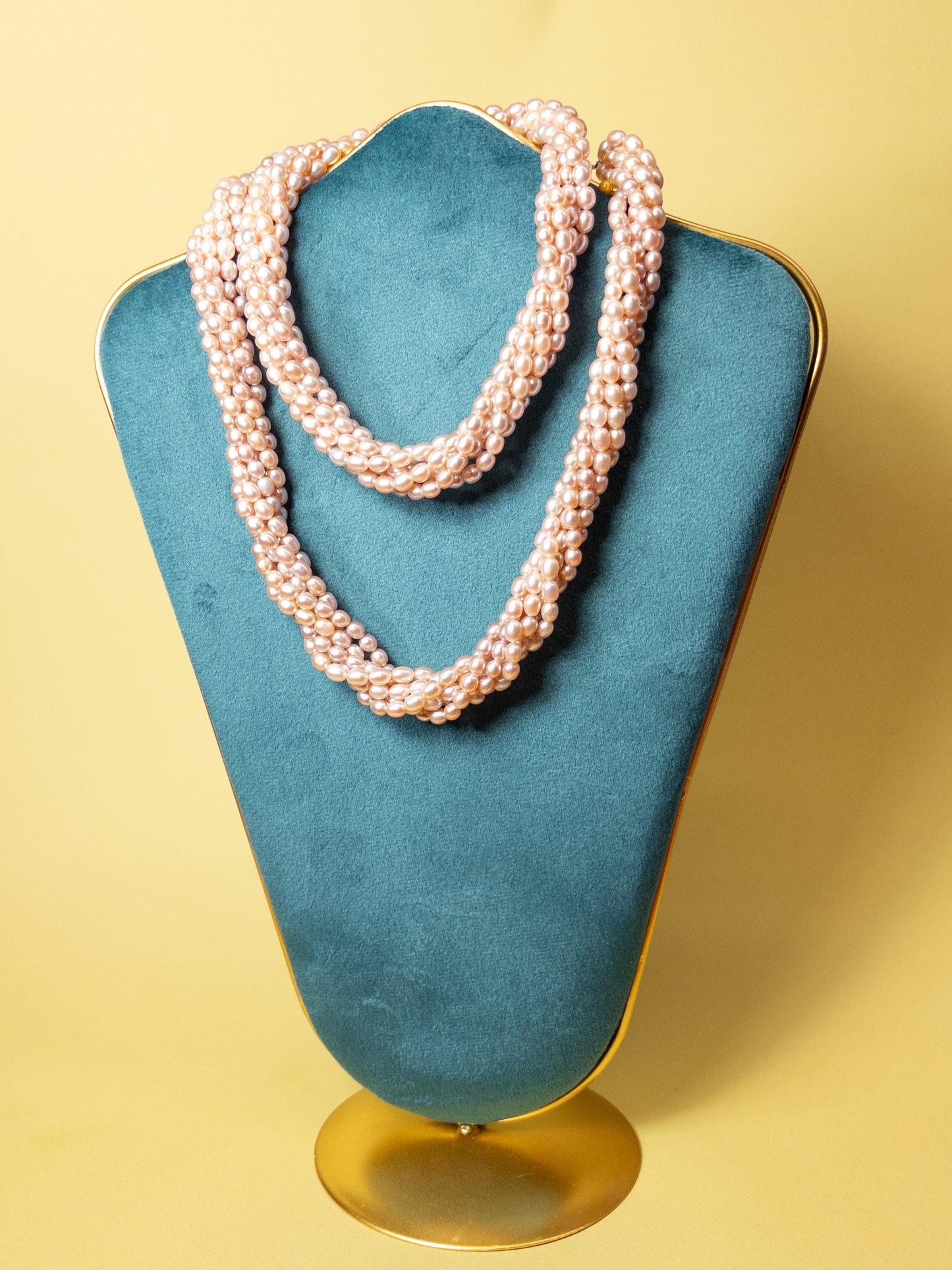 80's 90's Pink Pearl 6 Strand Rope Necklace