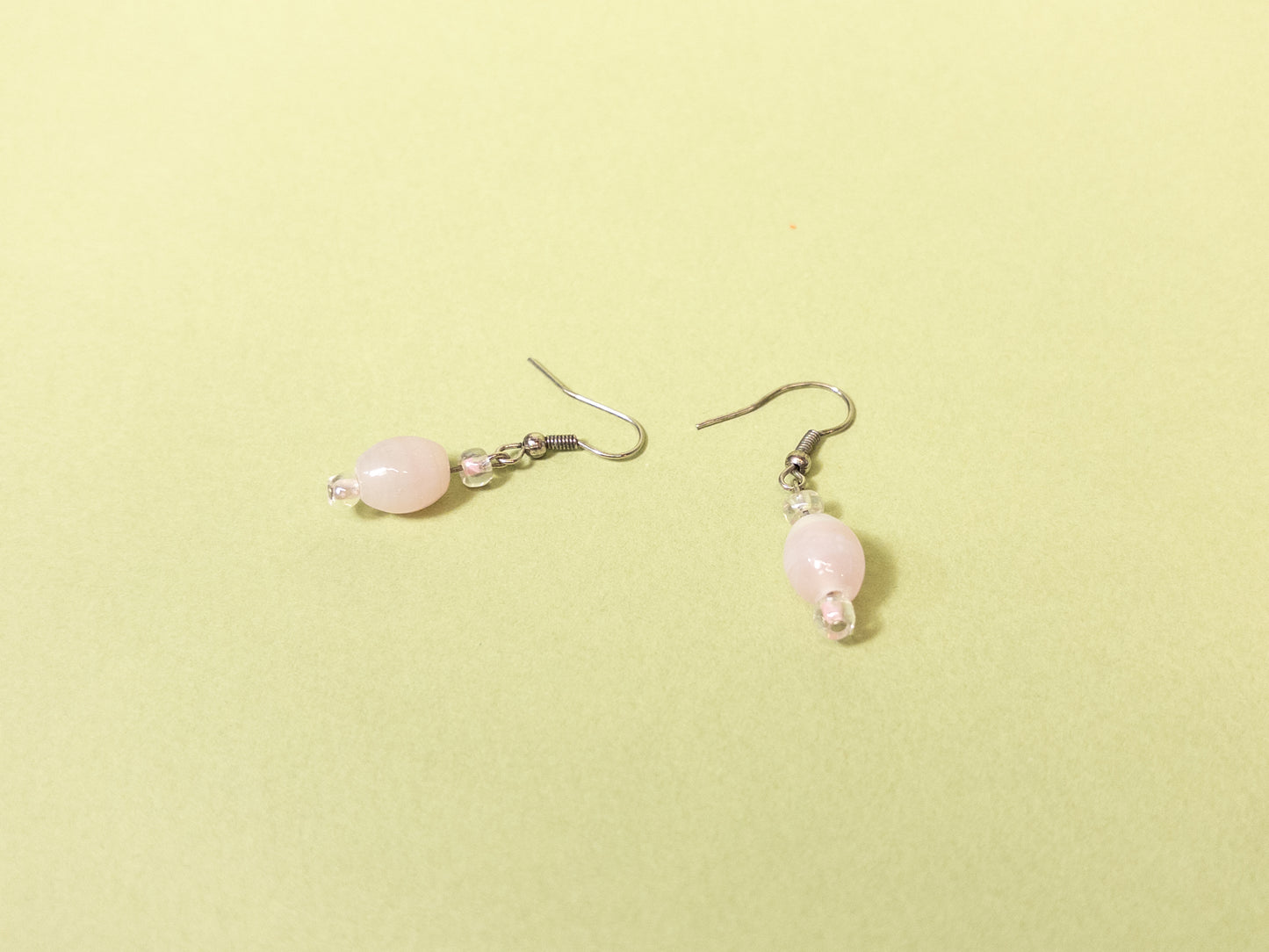 90's 00's Milky Pink Glass Dangle Earrings