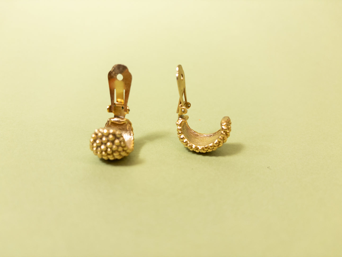 80's 90's Gold Dotted Chunky Huggie Hoop Clip On Earrings