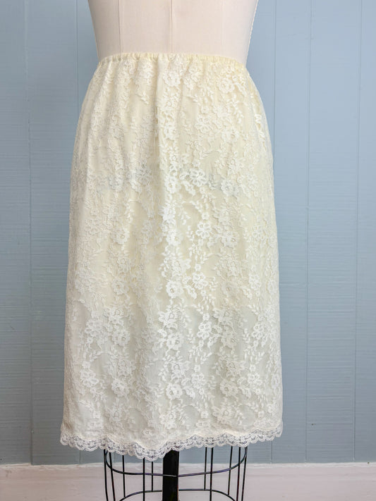 60's Cream Lace Half Slip Skirt | M