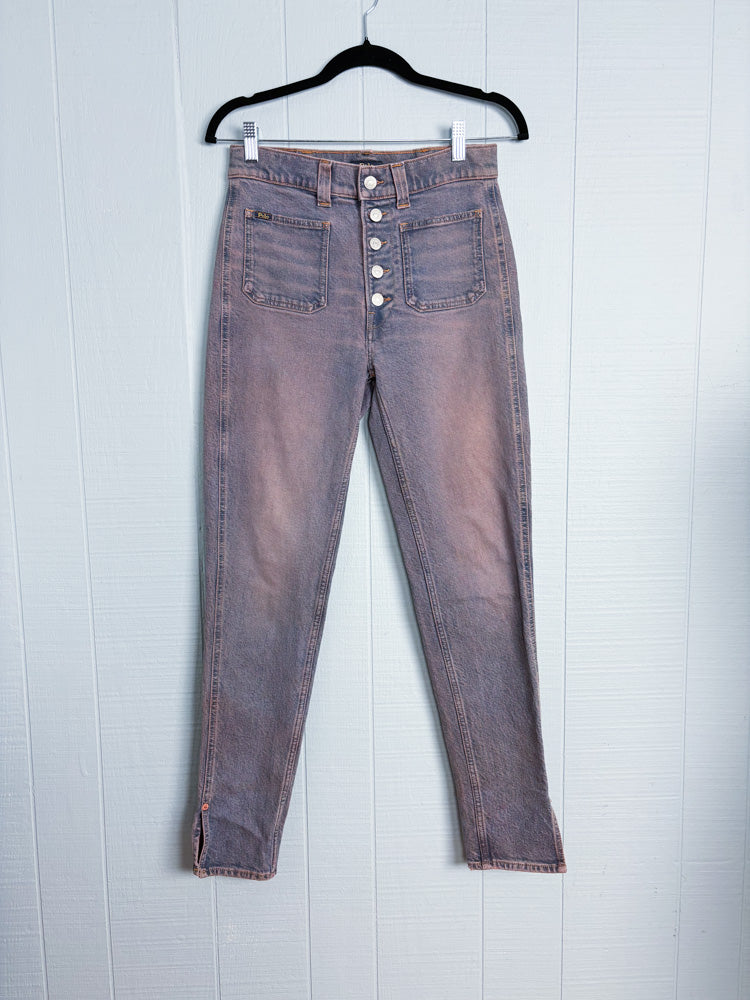 Polo Ralph Lauren Pink Overdye Button Fly Skinny Jeans