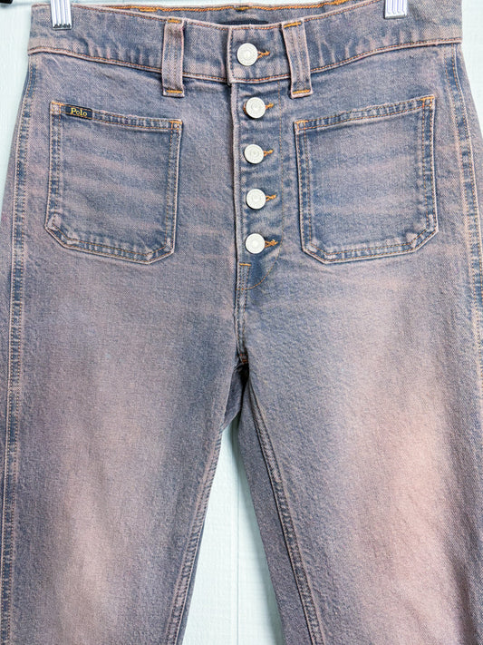 Polo Ralph Lauren Pink Overdye Button Fly Skinny Jeans
