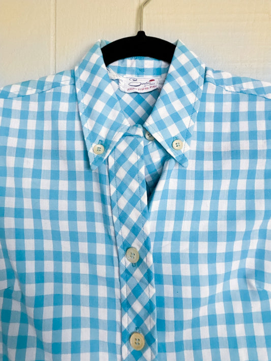 60s Blue & White Gingham Skort Romper