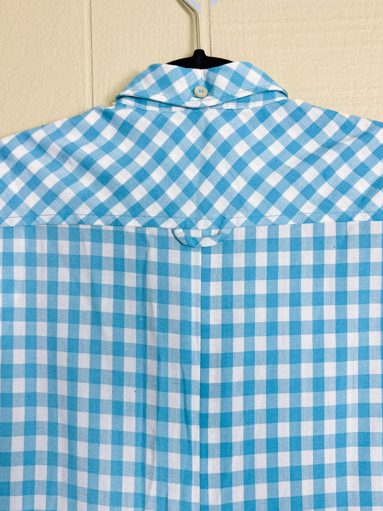 60s Blue & White Gingham Skort Romper