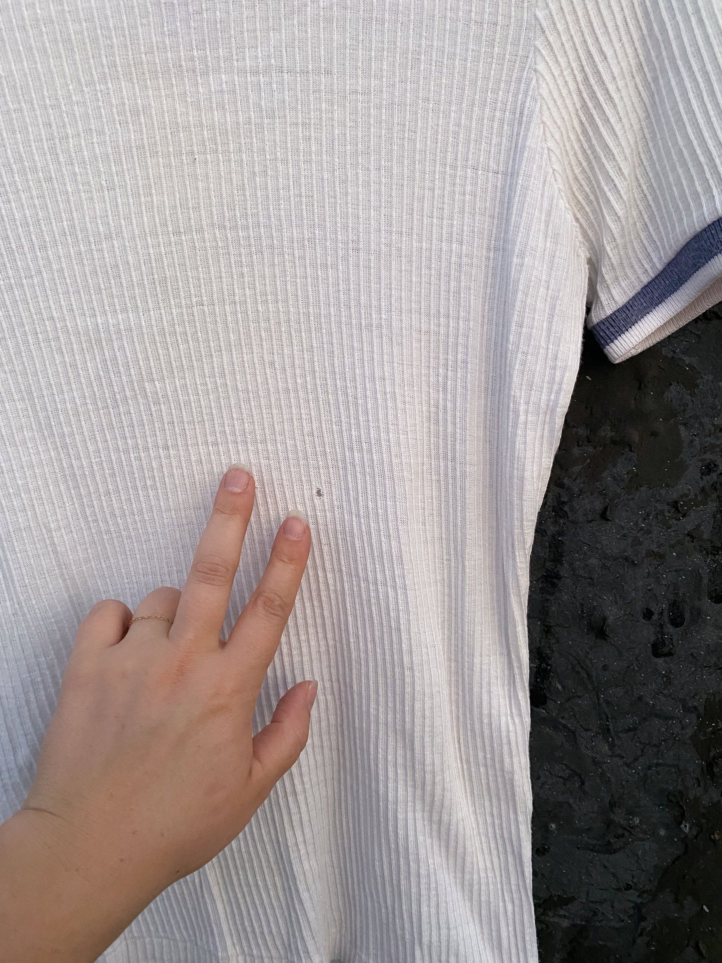 60s Square Neck Ribbed White T Shirt