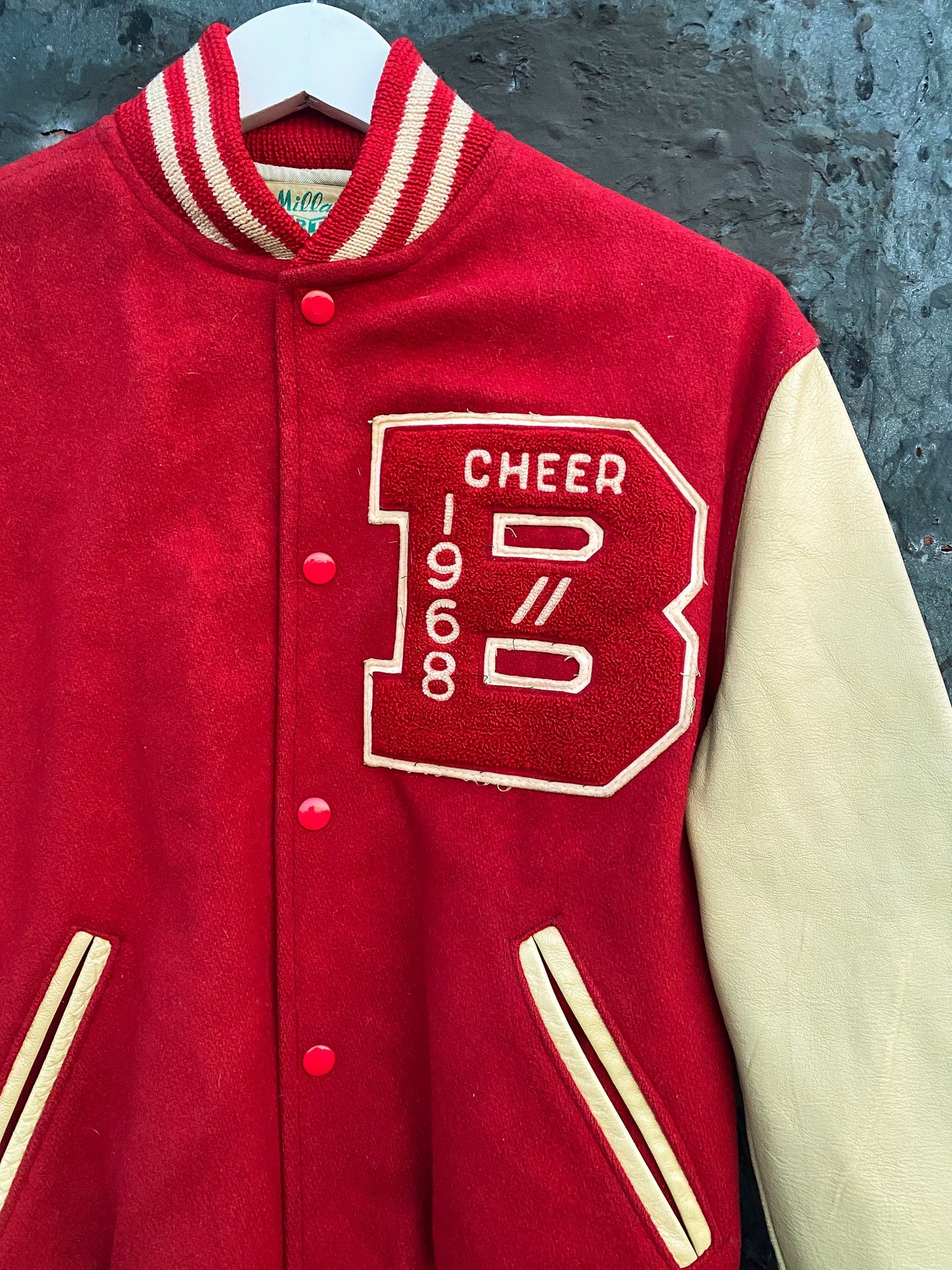 60s Red & Cream Cheer Letterman Jacket