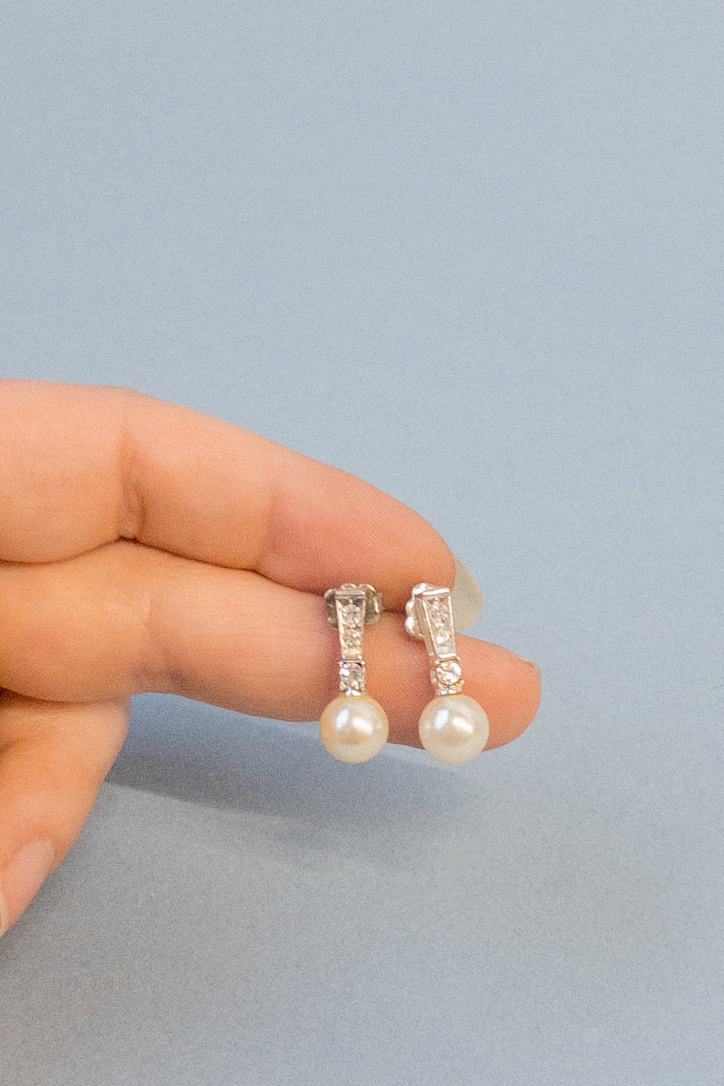 Rhinestone & Pearl Earrings