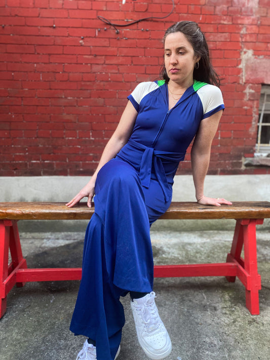 70's Sporty Hoodie Jumpsuit | S