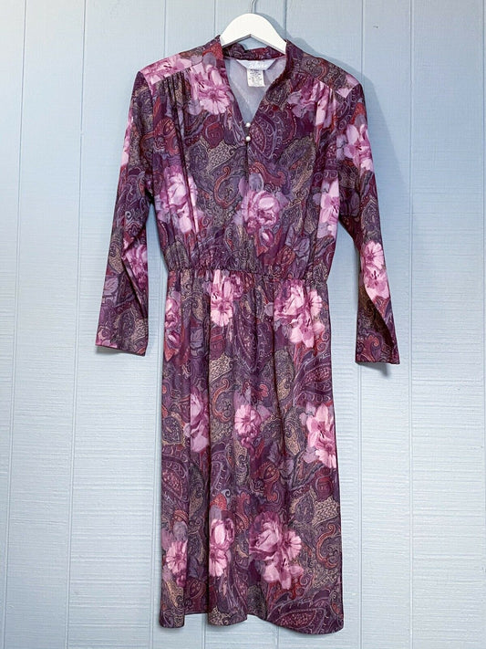 80’s Rose Floral Paisley Dress | M