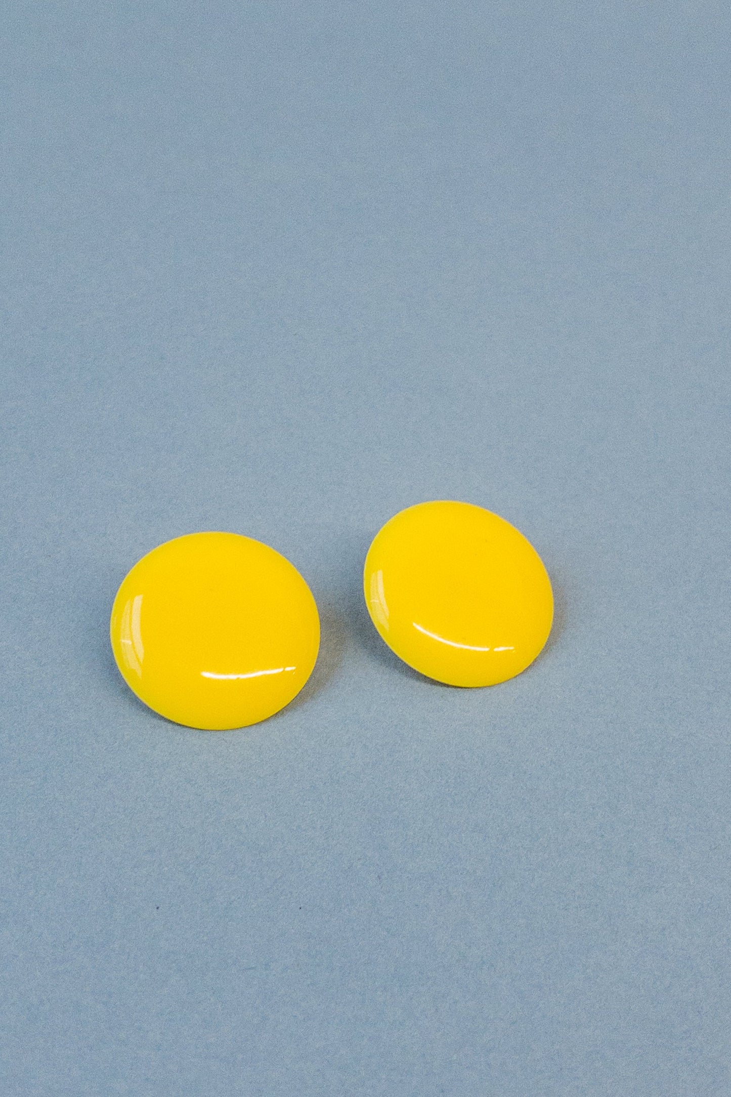 80's Plastic Yellow Button Clip On Earrings