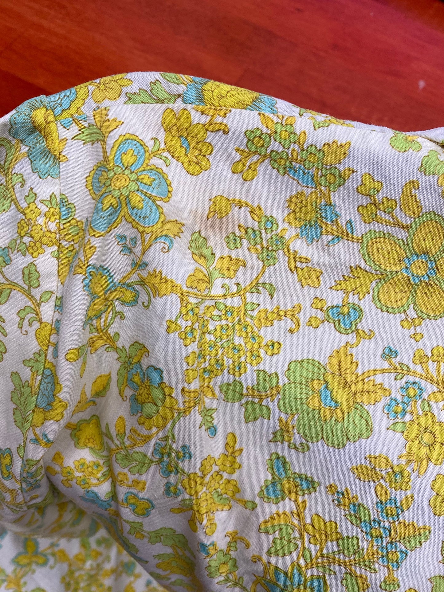 60's Lemon Lime Floral Button Shirt | M/L