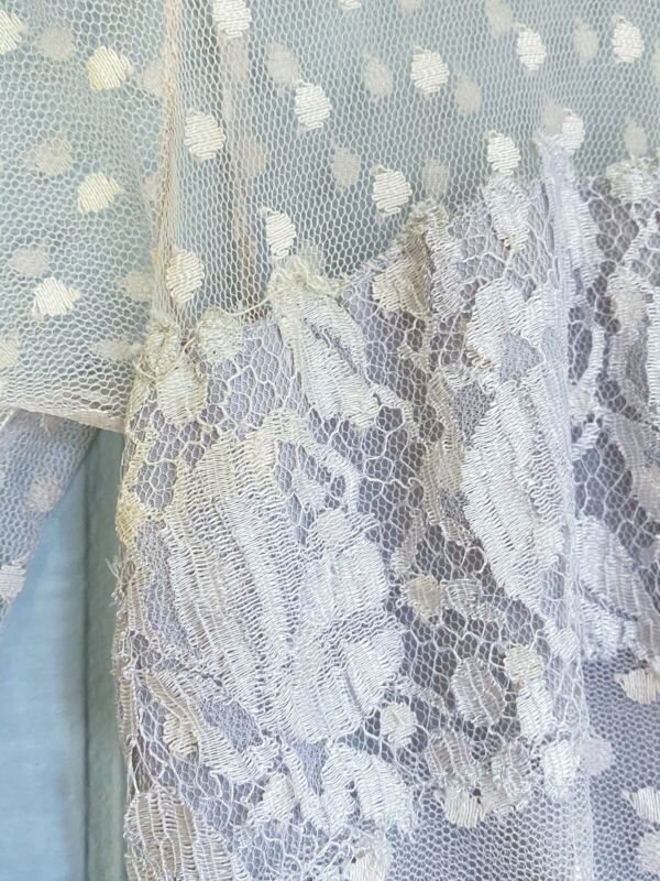 Dove Grey & White Lace Dot Sheer Maxi Dress | XS/S