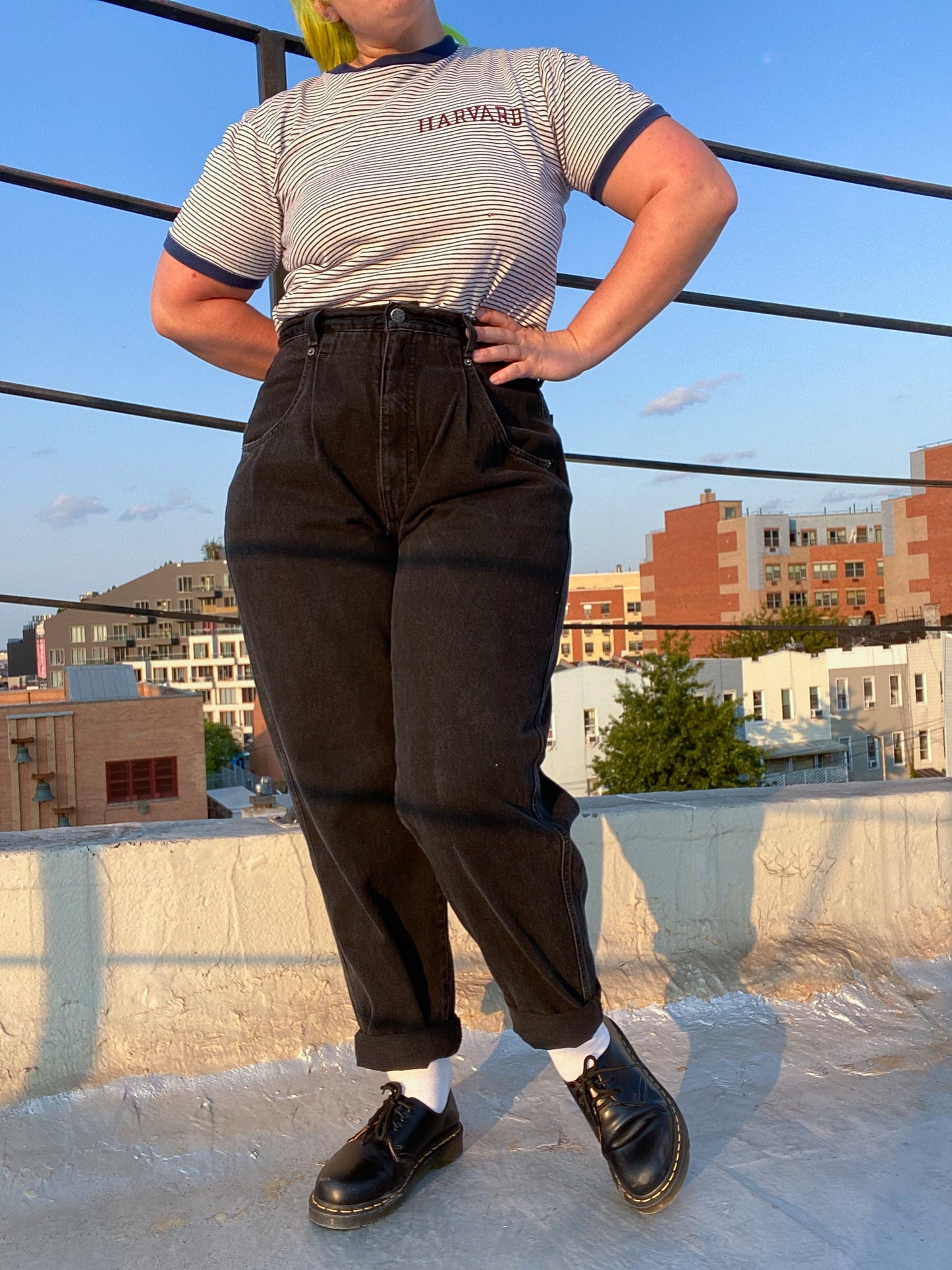 80s Black Pleated Mom Jeans | 35" x 31"