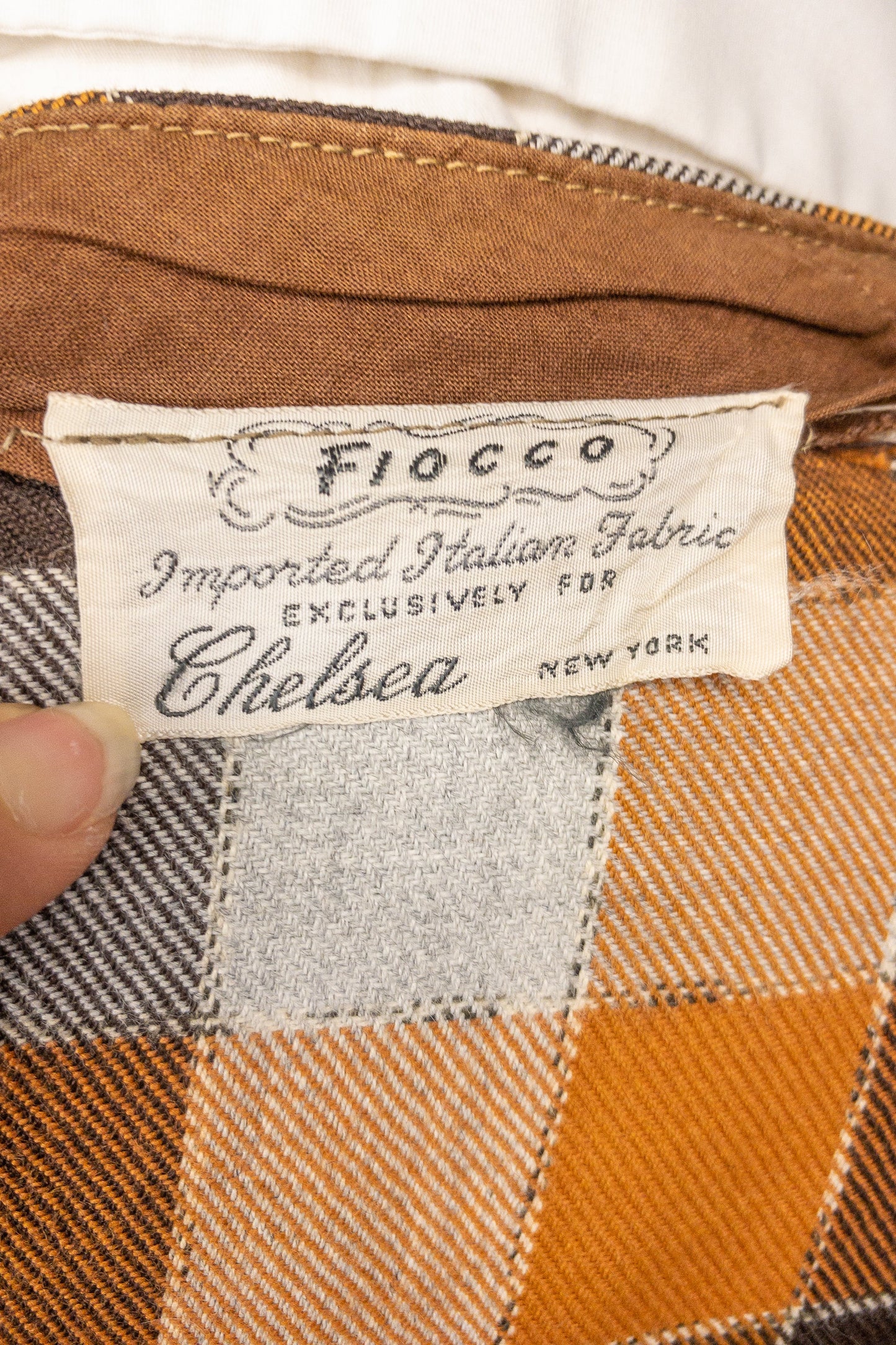 50's Orange Chocolate Plaid Skirt | S/M