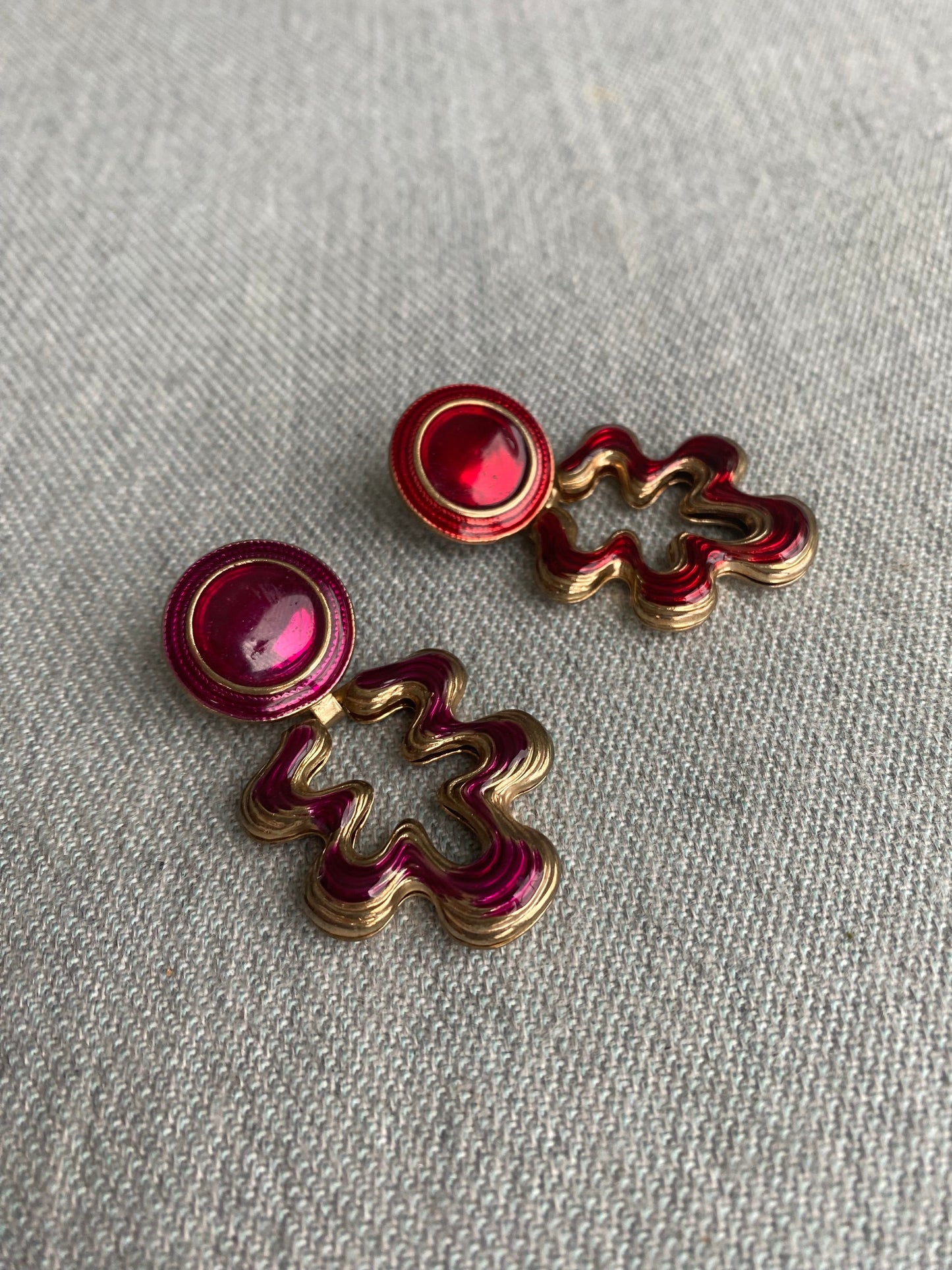 80's Squiggle Blob Pierced Dangle Earrings