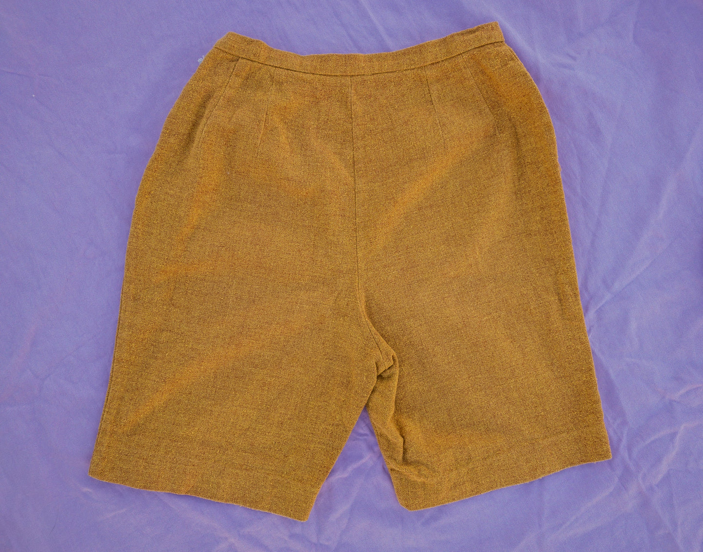 60's Textured Mustard High Waist Shorts