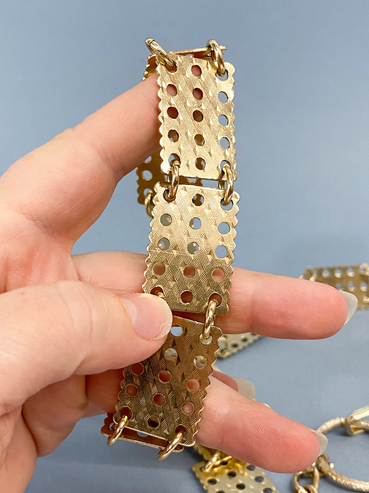 60’s 70's Gold Punch Card Chain Belt