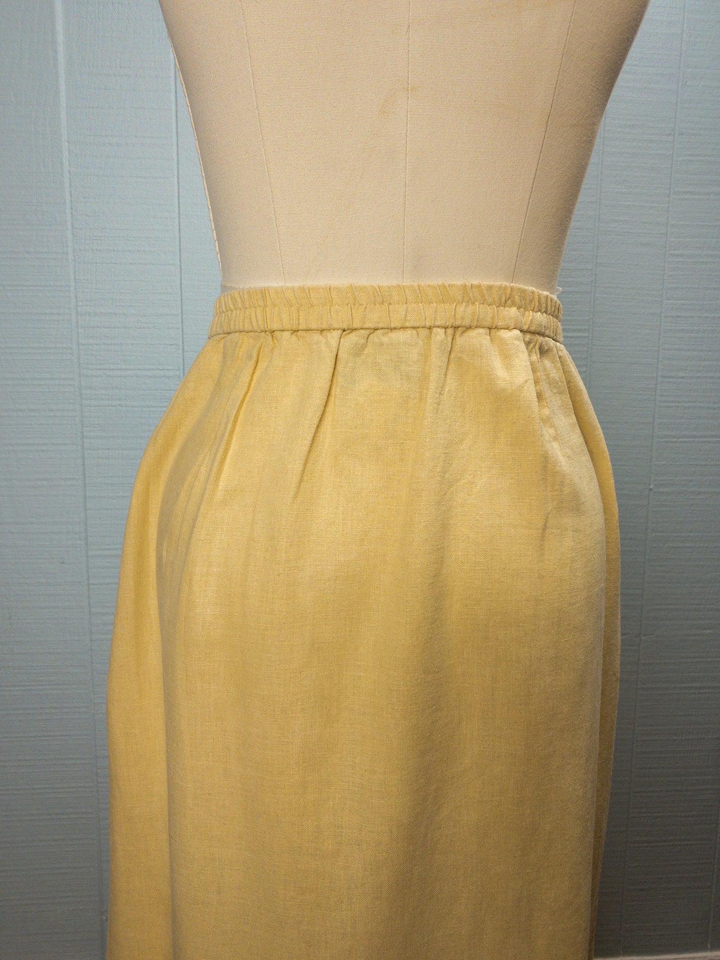 90's Butter Yellow Linen Maxi Skirt | L/XL